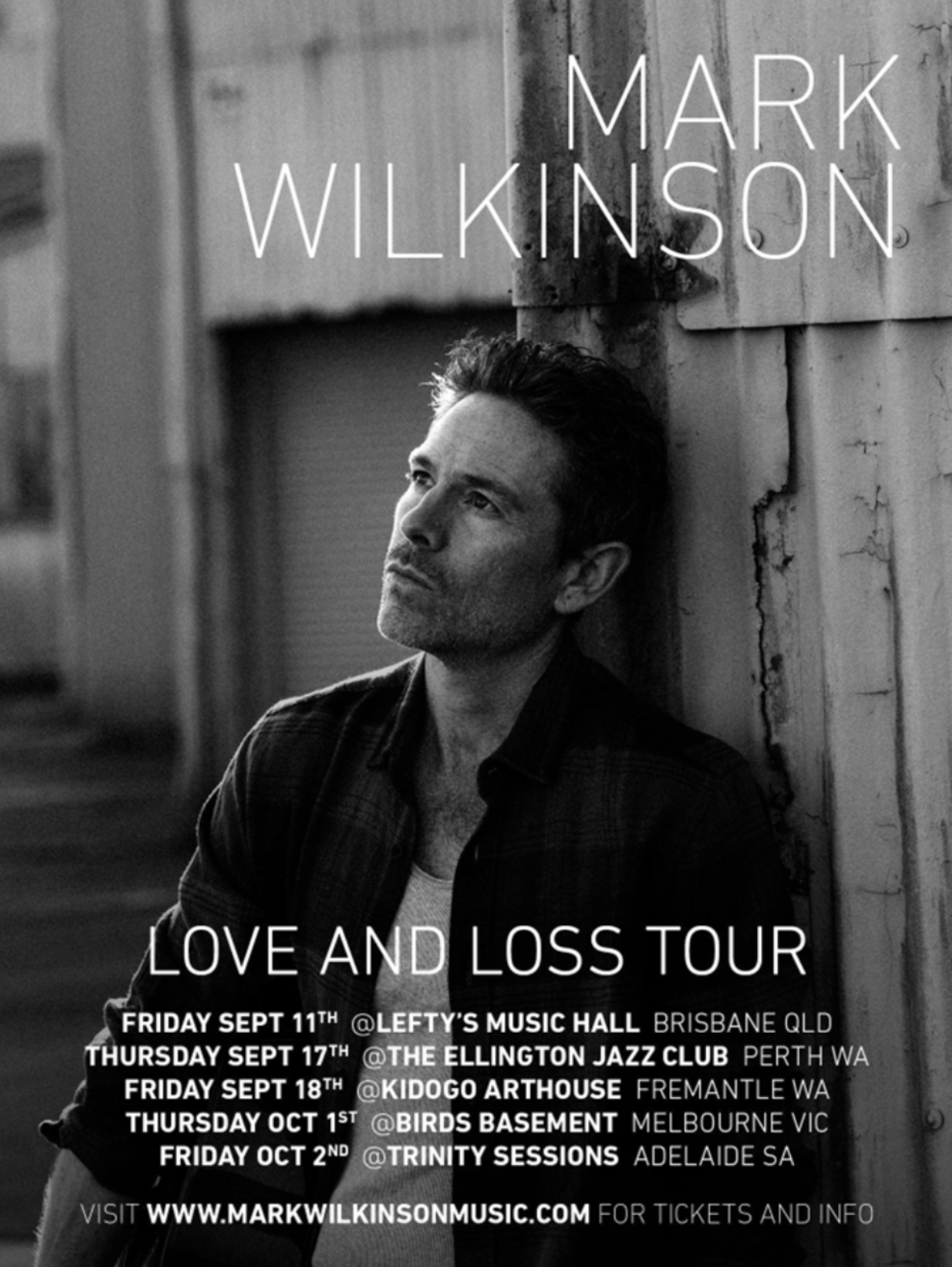 Tour poster for Mark Wilkinson's upcoming Australian tour 2026